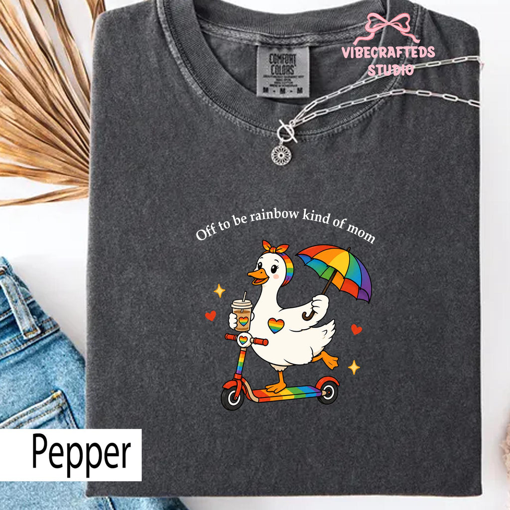 Off Rainbow Kind Mom Comfort Colors Lgbt Goose Mom Tee Rainbow Duck Pride Mom Retro Queer Mom (1)
