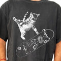 Retro Skateboarding Cat Vintage Kitten Punk Streetwear Tee Y2k Oversized (1)