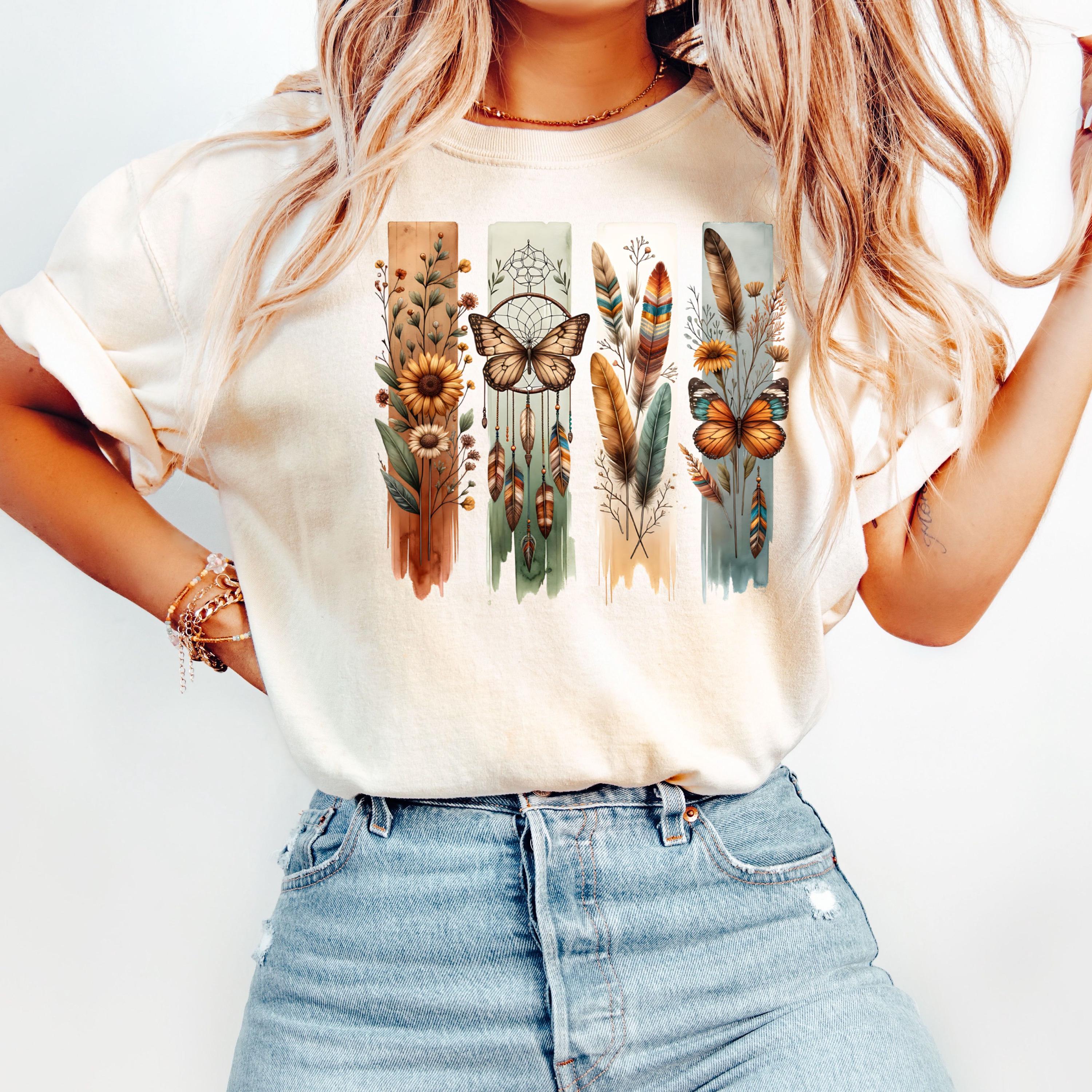 Comfort Colors Vintage Boho Flower Flower Butterfly Floral Retro Flower Nature Lover (1)