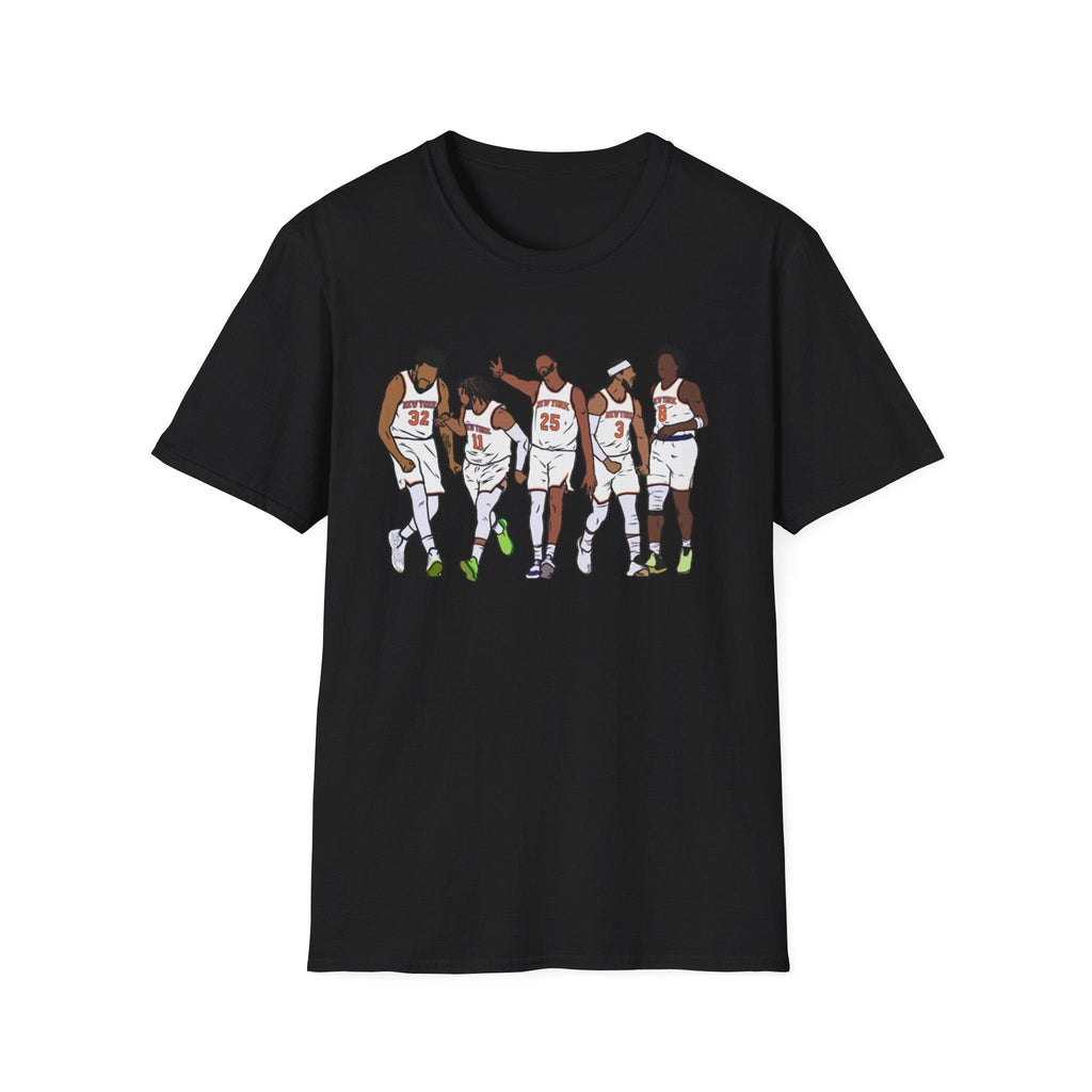 Knicks Starting Five Team York Art Squad Goals White Tee Softstyle Black Champs East (1)