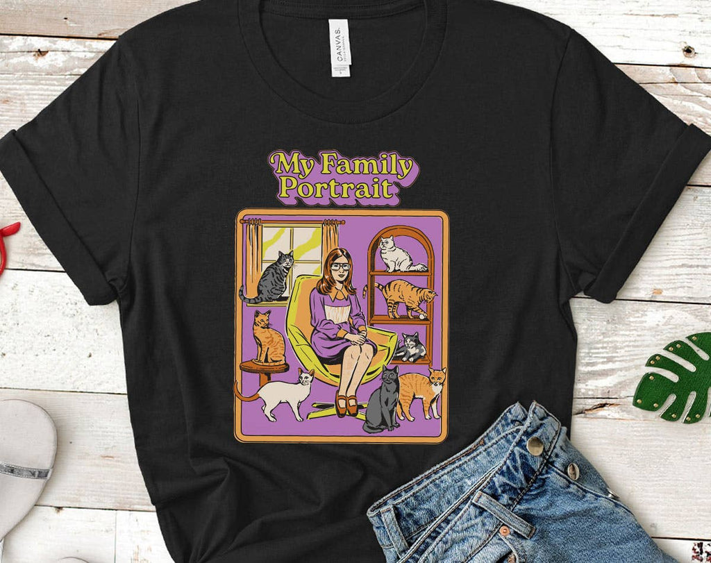 My Family Portrait Funny Retro Cat T-Shirt