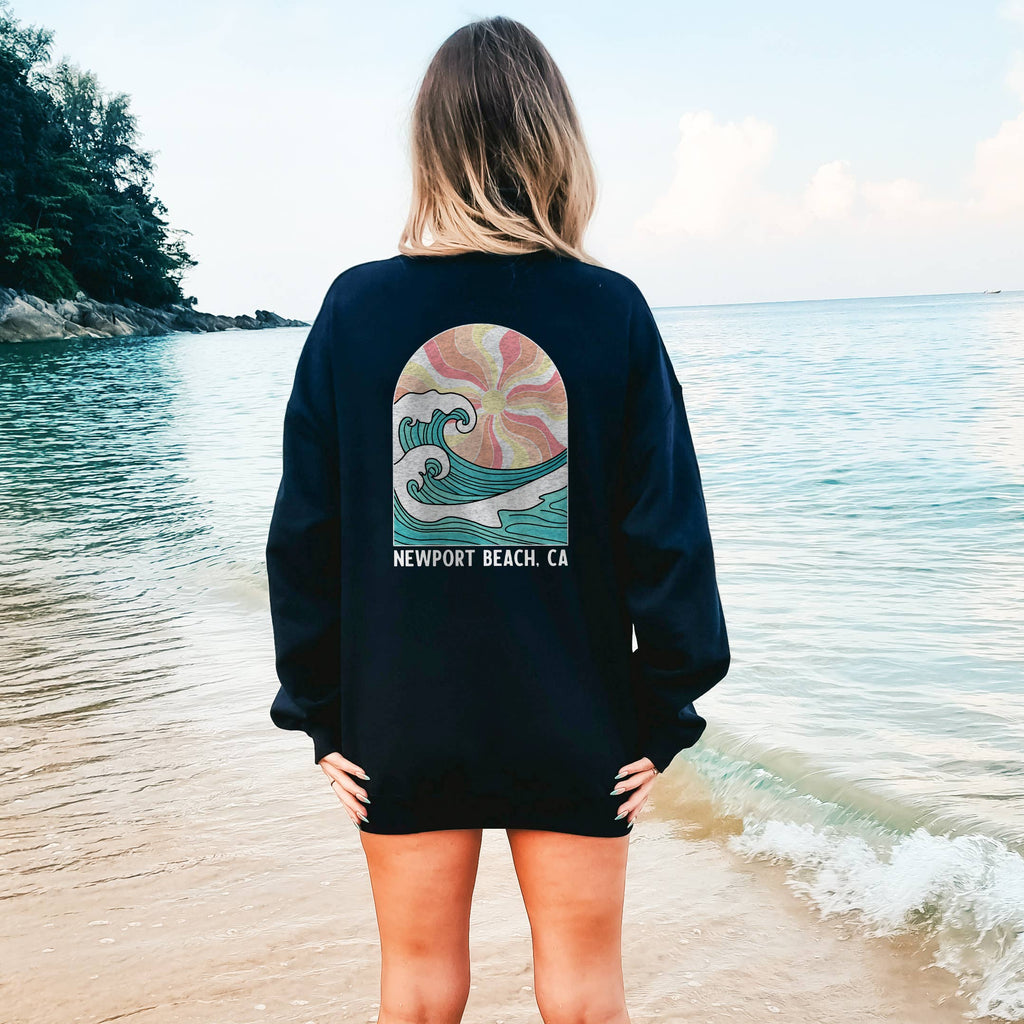Custom Ocean Sunset Crewneck | Front & Back Design | Beach