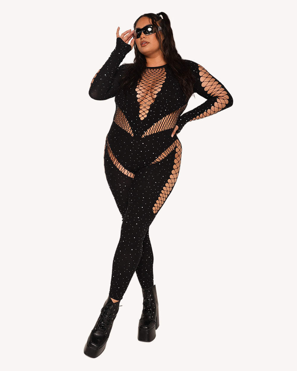365 Party Grl Rhinestone Long-Sleeve Jumpsuit