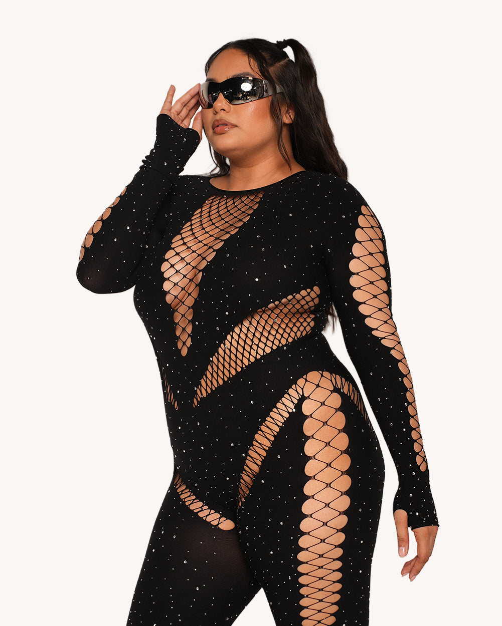 365 Party Grl Rhinestone Long-Sleeve Jumpsuit