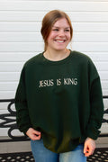 Jesus Is King Embroidered Sweater