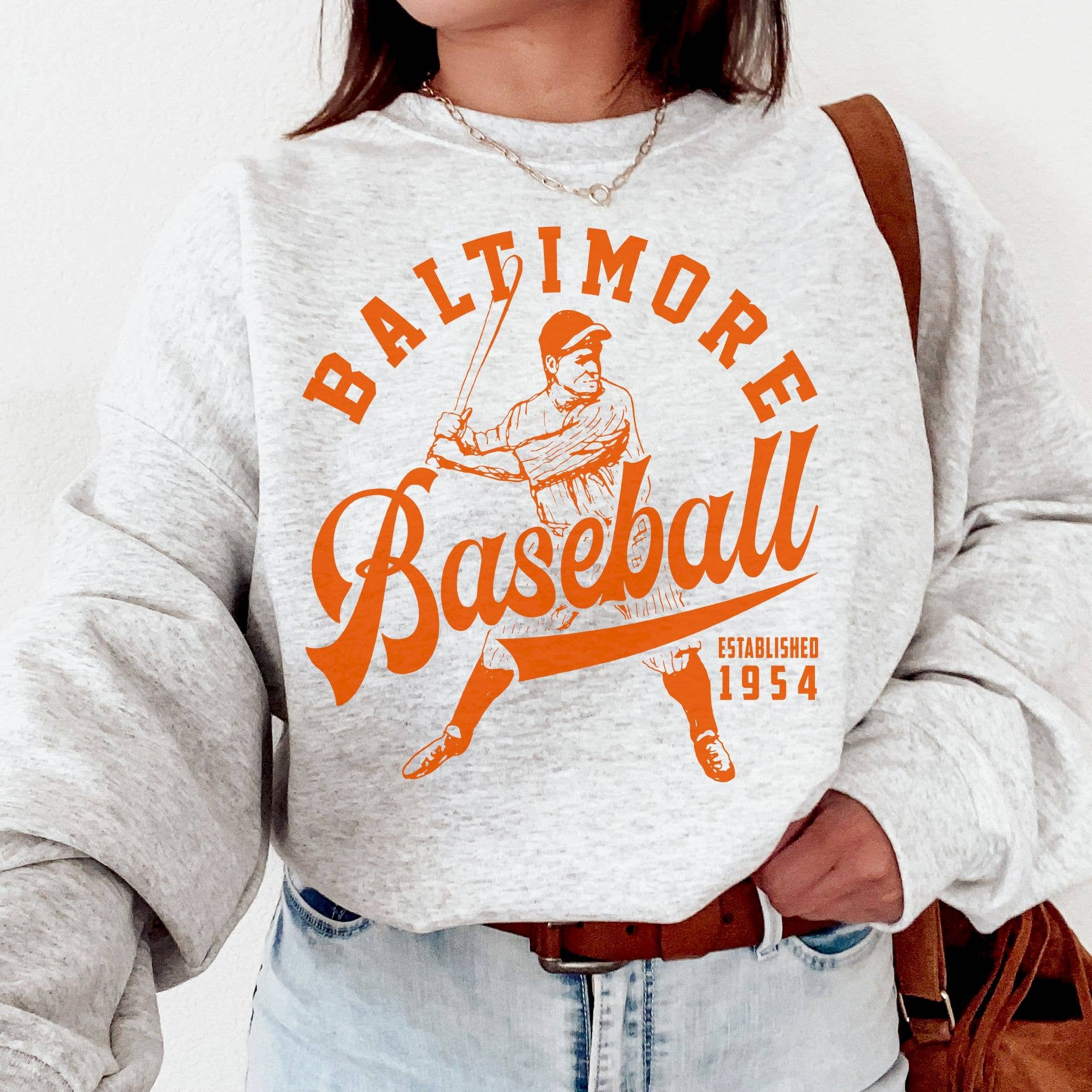 Vintage Baltimore Oriole Sweatshirt, Retro 1954 Baseball  Sw
