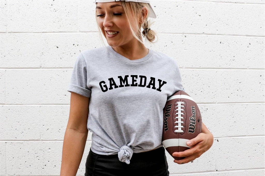 Gameday Varsity Font Grey Football Trendy Graphic Tee