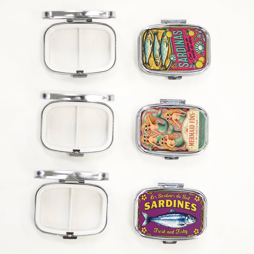 Funny Sardine Pill Box Vintage Style Compact Organizer