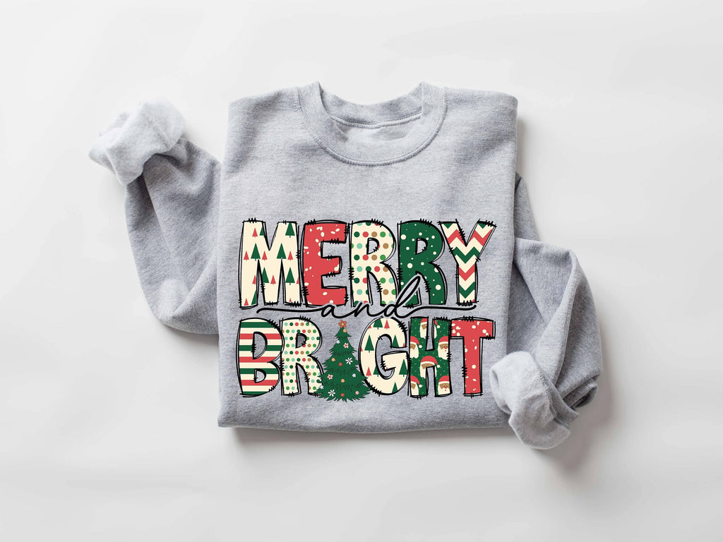 Merry and Bright Christmas Sweatshirt - Family Holiday Wear