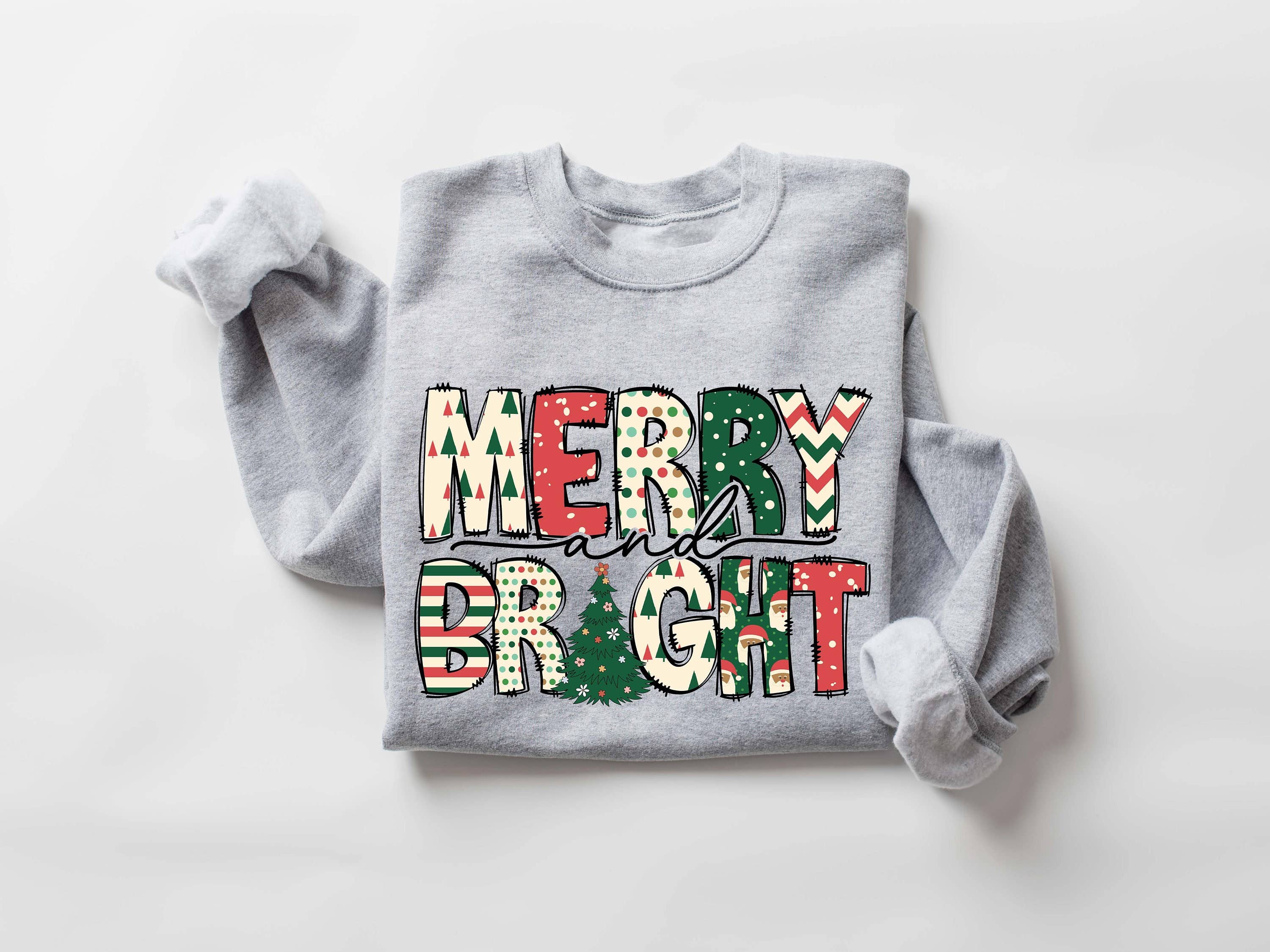 Merry and Bright Christmas Sweatshirt - Family Holiday Wear