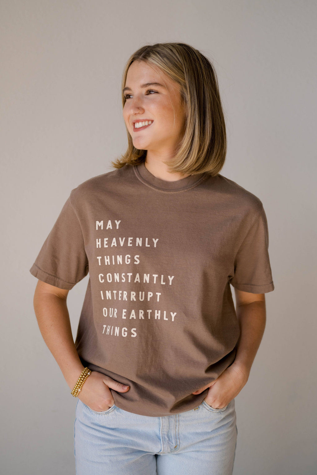 Heavenly Things Tee- Vintage Brown | Women's Christian Tee