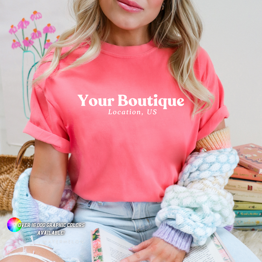 Custom Apparel Comfort Colors City State Logo Boutique Top