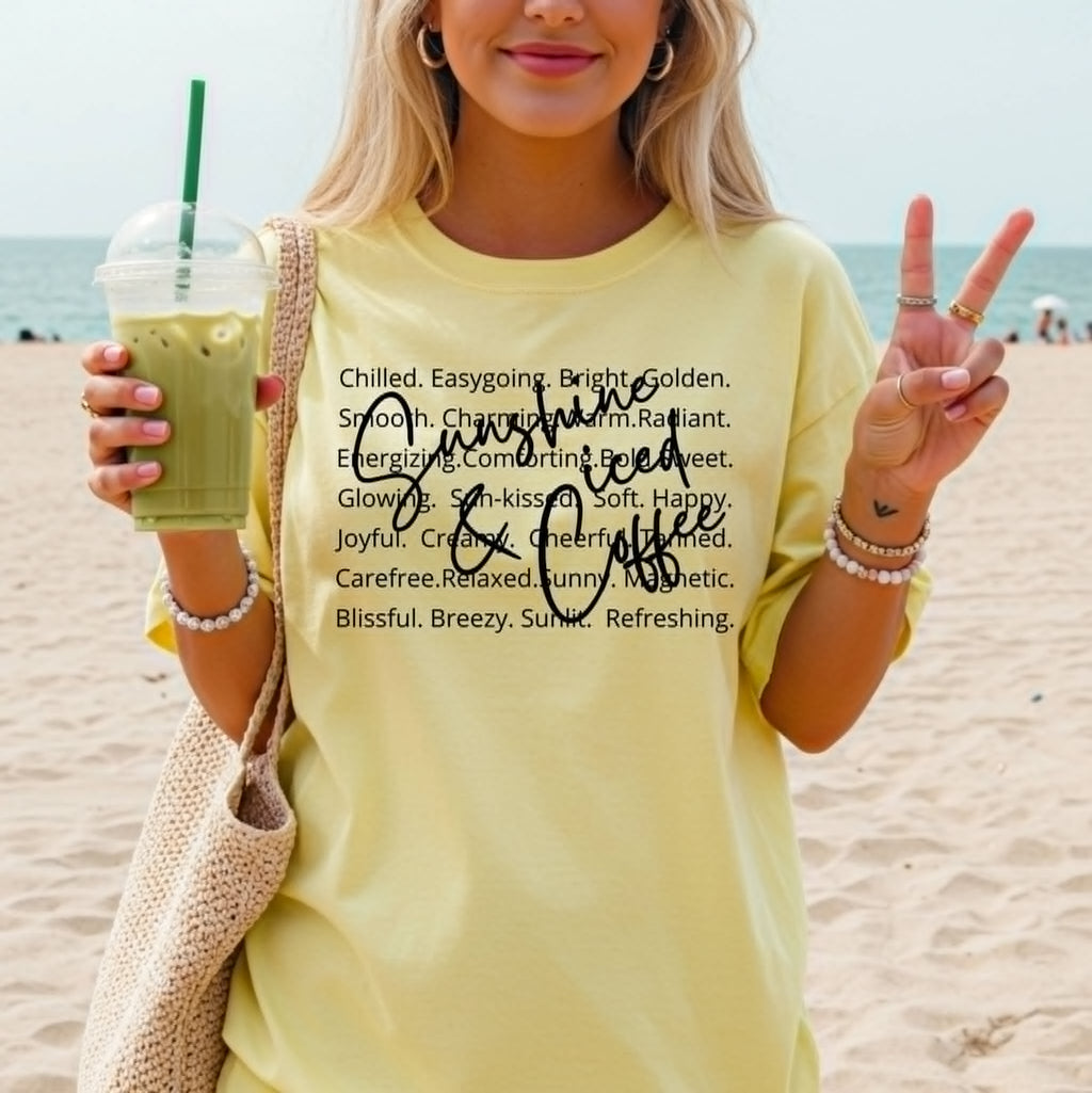 Sunshine and Coffee Yellow Bella Summer Graphic Tshirt