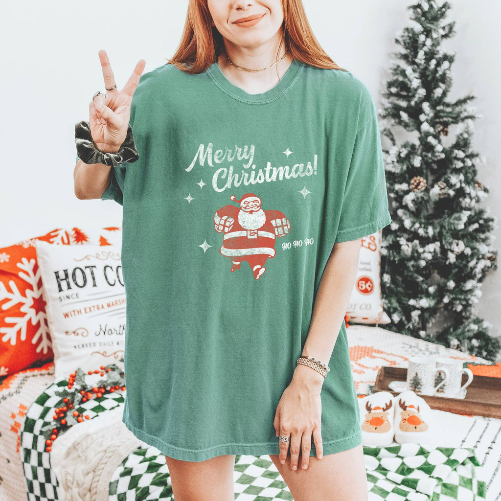 Retro Santa Merry Christmas Comfort Colors T-Shirt