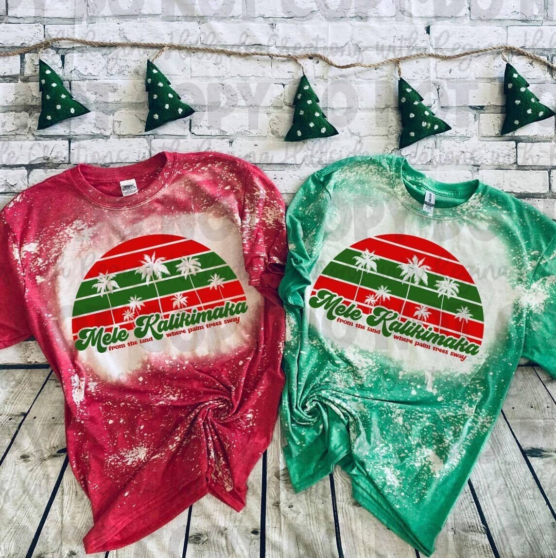 Bleached Christmas Tee - Melekalikimaka Palm Trees Sway
