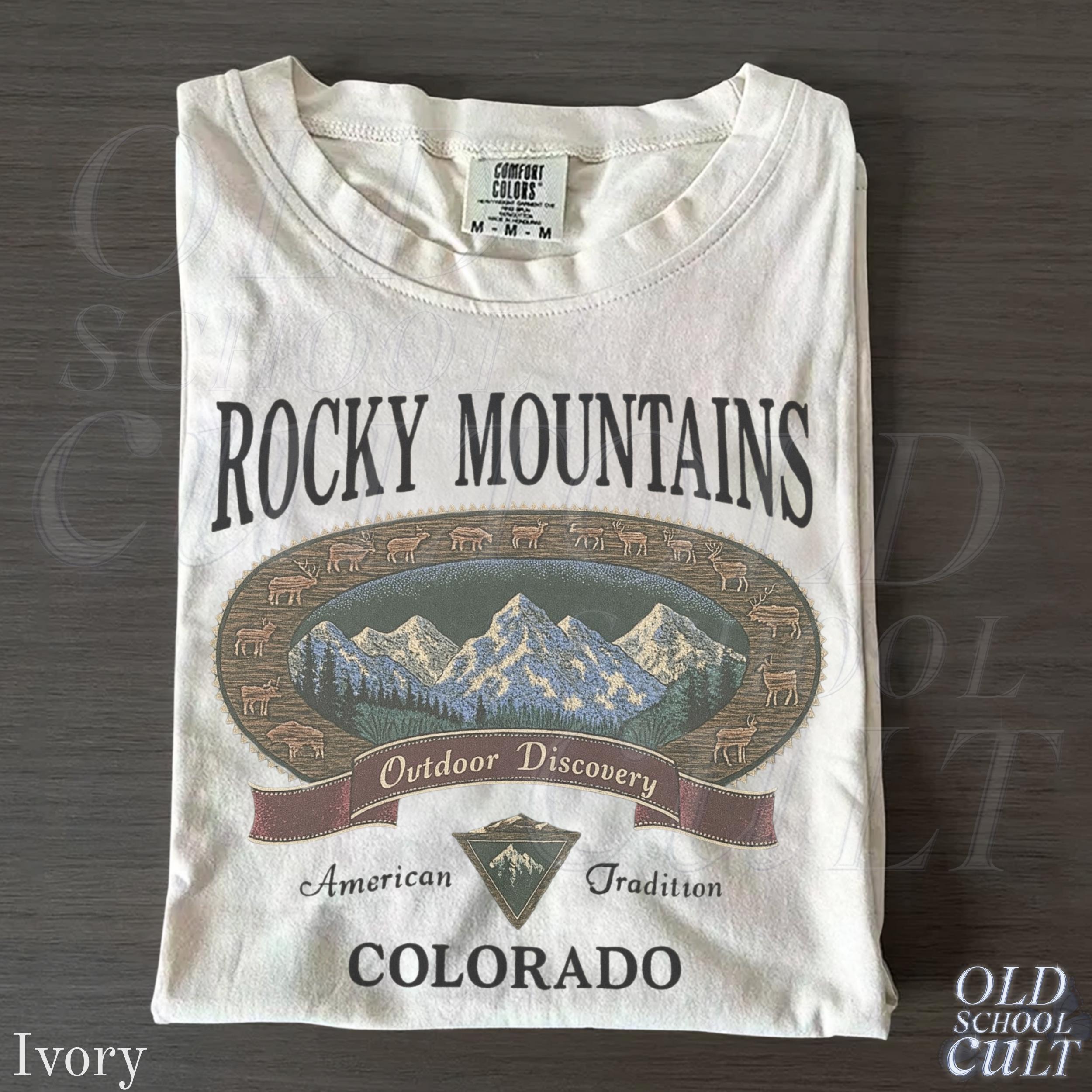 Vintage Rocky Mountains Colorado Outdoor Discovery 90s Mountain Hiking Comfort Colors Ivory Nature (2)