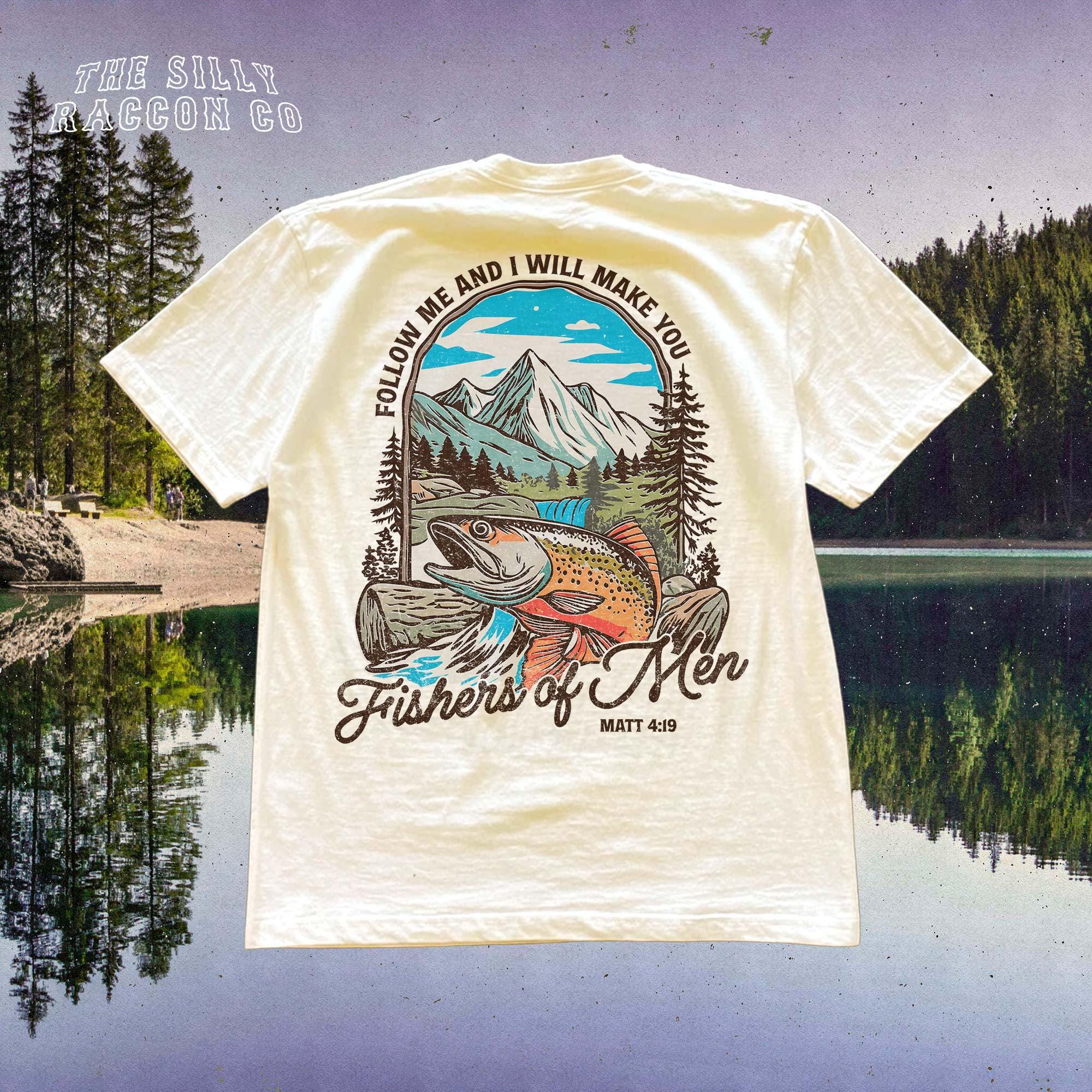 Christian Fishing Fishers Tee Outdoors Faith Jesus Tee Bible Verse Matthew 19 Father'S Day Him (2)