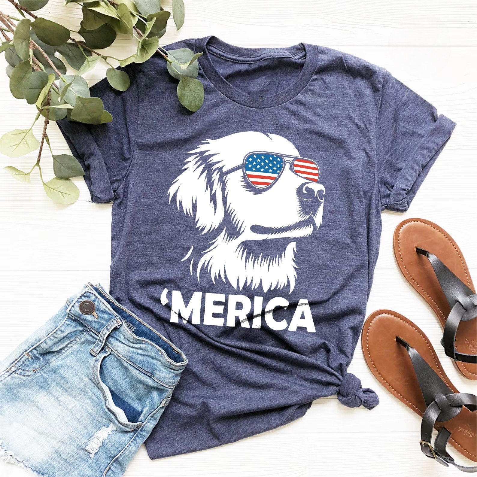 Merica Golden Retriever 4th July Dog Golden Retriever Mom Patriotic Dog Tee Golden Retriever Lover (2)