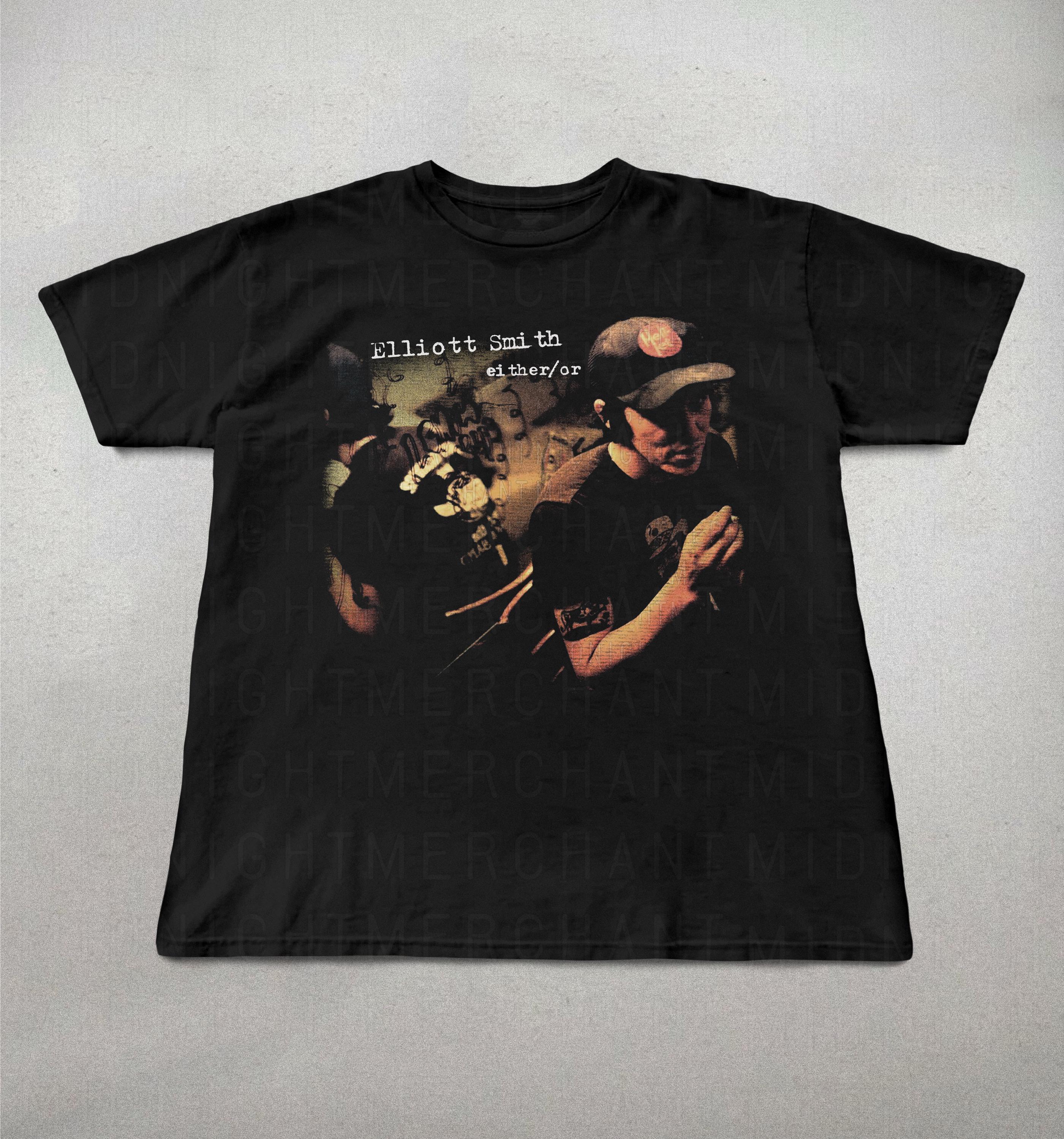 Elliot Smith Either Indie Folk Retro 90s Elliot Smith Alt Rock Tee 90s Band Tee (2)