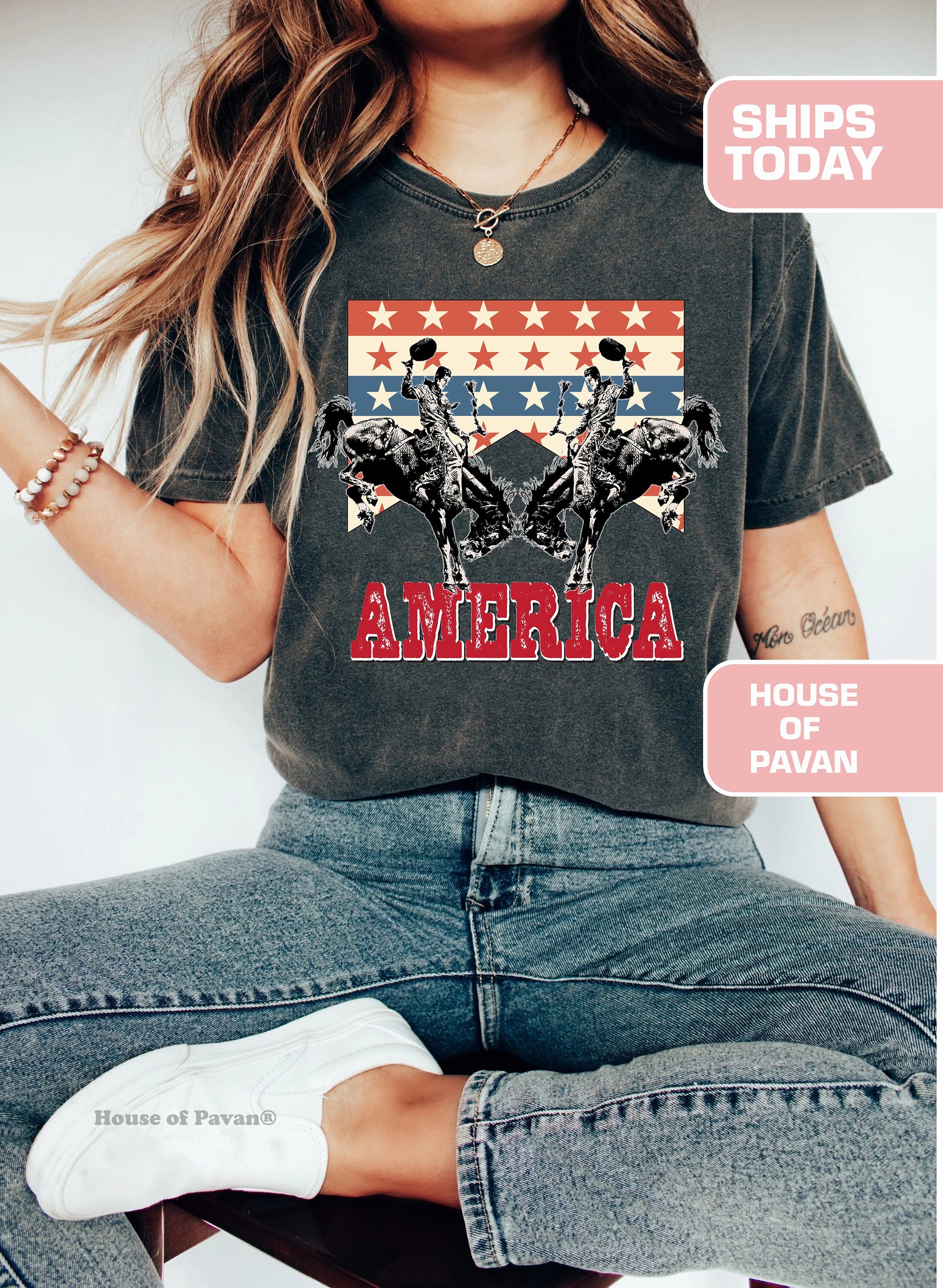 Western American Rodeo Comfort Colors Vintage Inspired Tee Western Western Country Music (2)