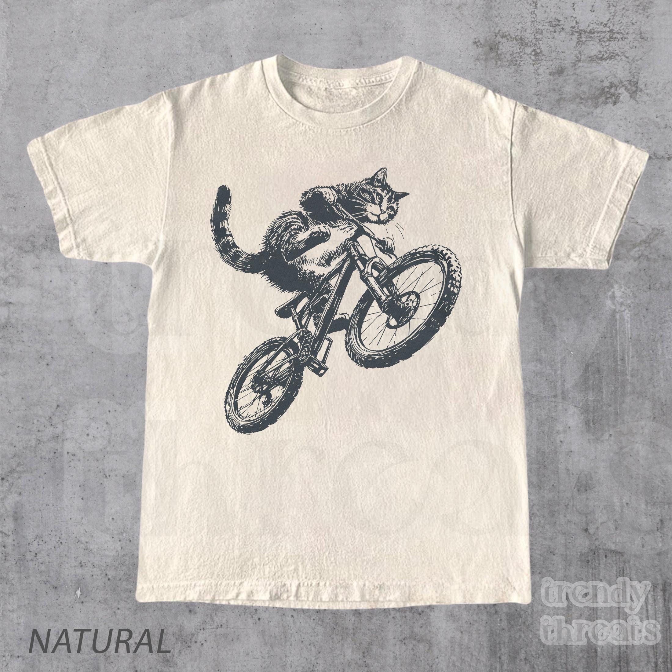Cat Riding Bicycle Kitten Cat Lover Tee Bikers Cat Parents (2)