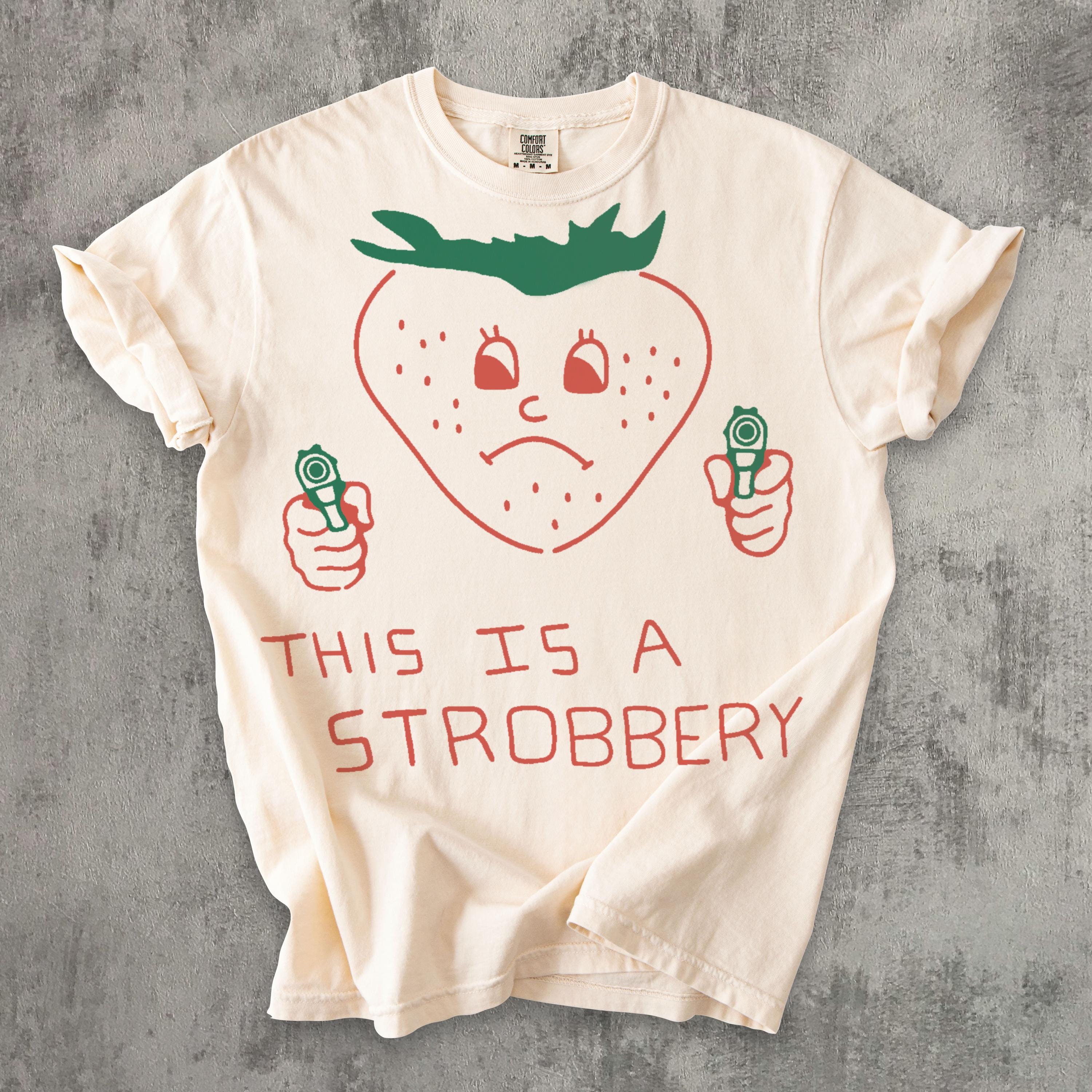 Strobbery Retro Strawberry Vintage Ironic Food Tees Weird Comfort Colors (2)