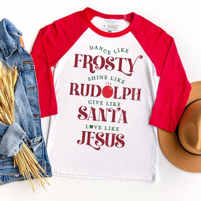 Give Like Santa Raglan 3/4 Sleeve T-Shirt