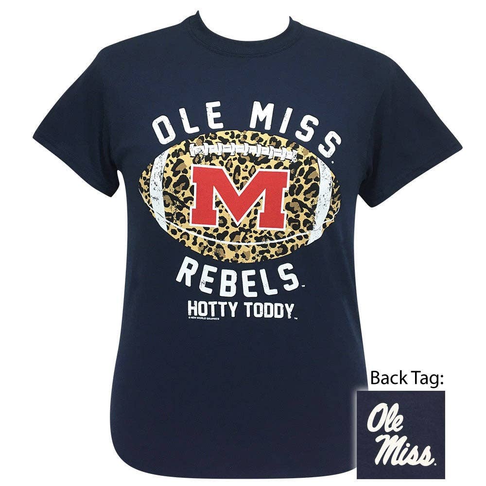 Ole Miss Rebel Leopard Football Navy Ss