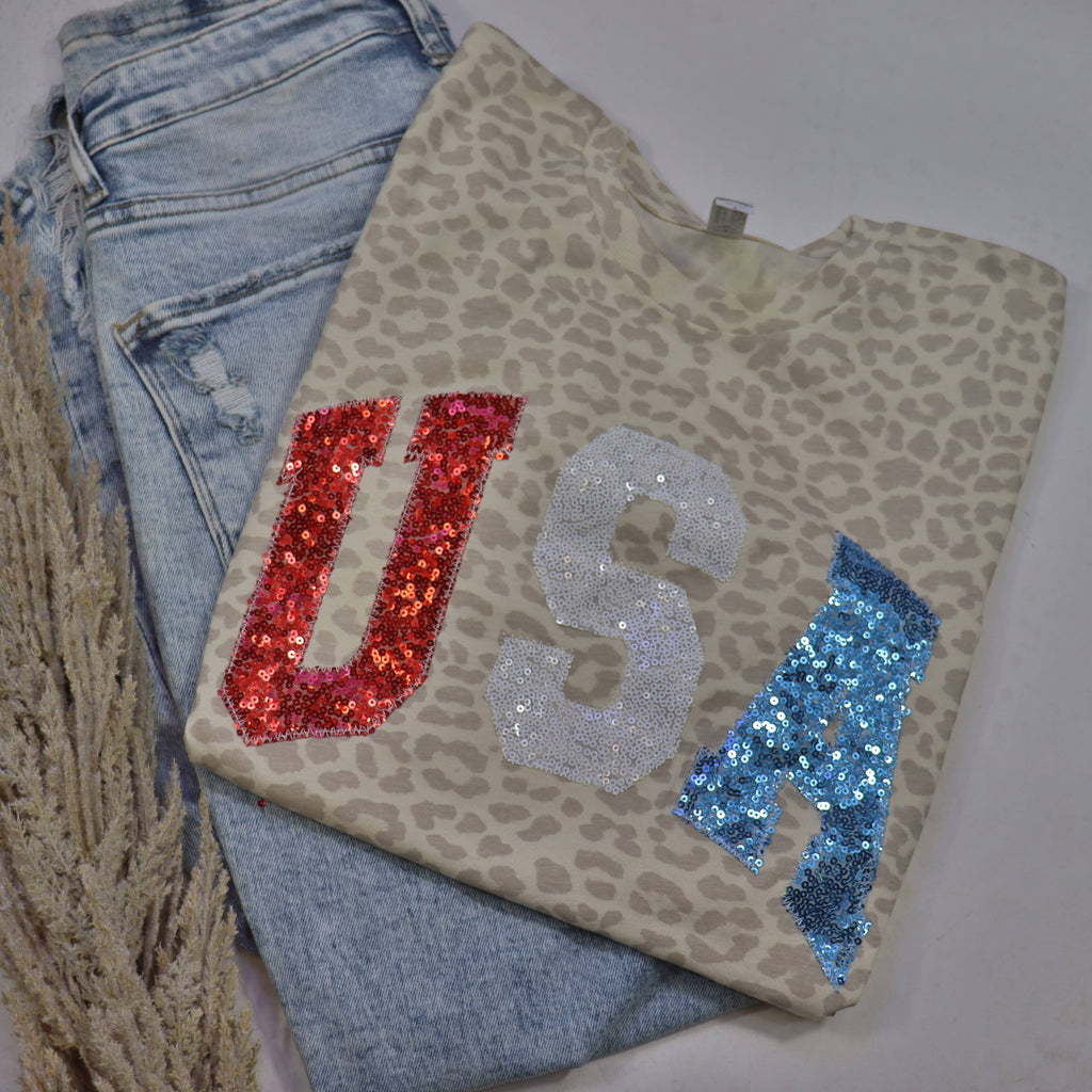 Leopard USA Patriotic 4th of July Short Sleeve