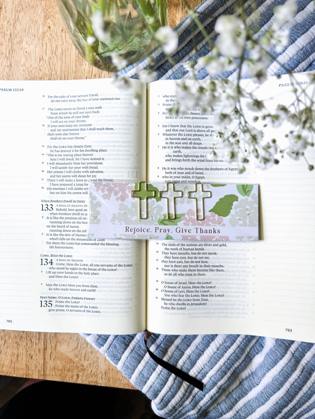 Cross Paperclip and Bookmark Set- Rejoice, Pray, Give Thanks
