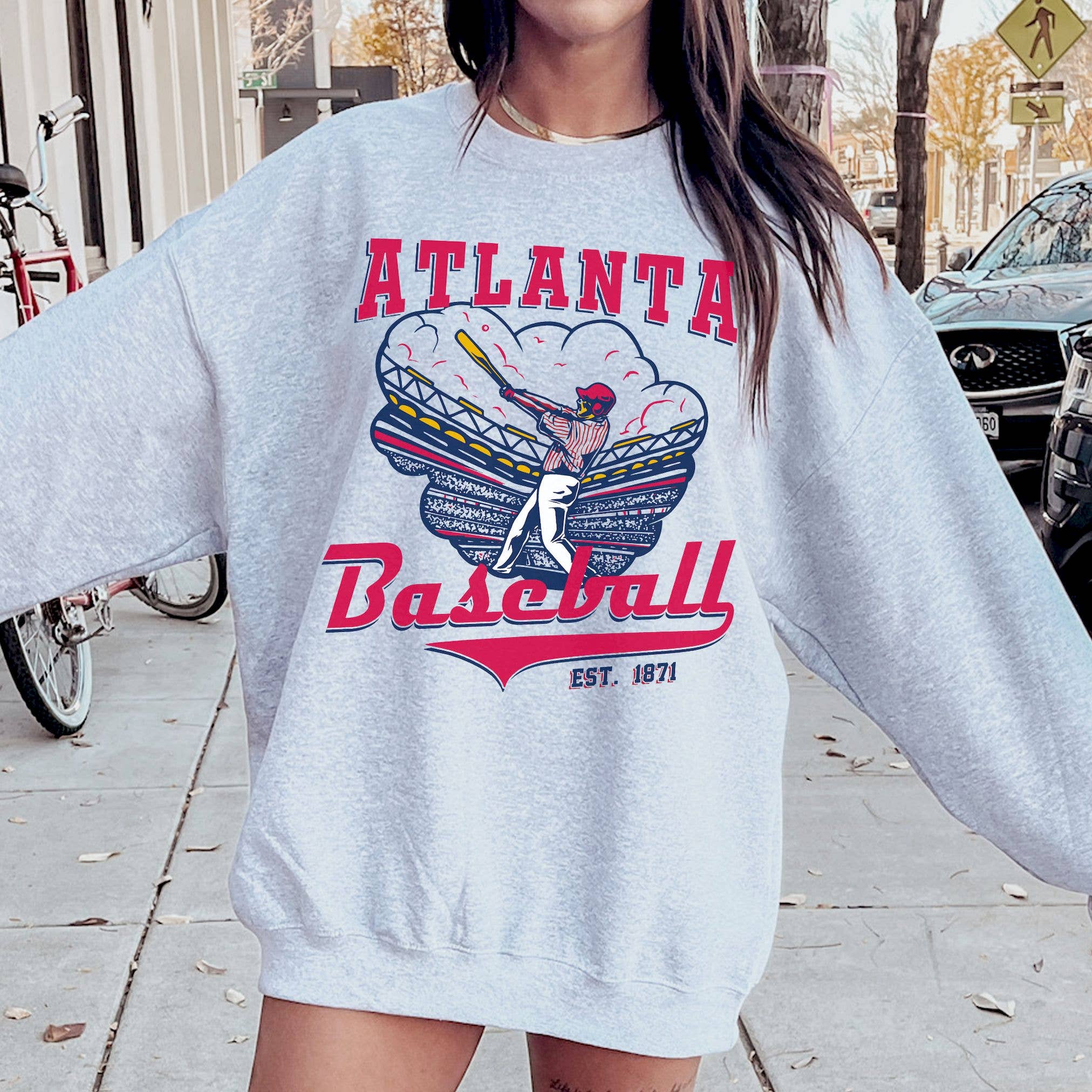 Vintage Atlanta Braves Est 1871 Retro Baseball Sweatshirt