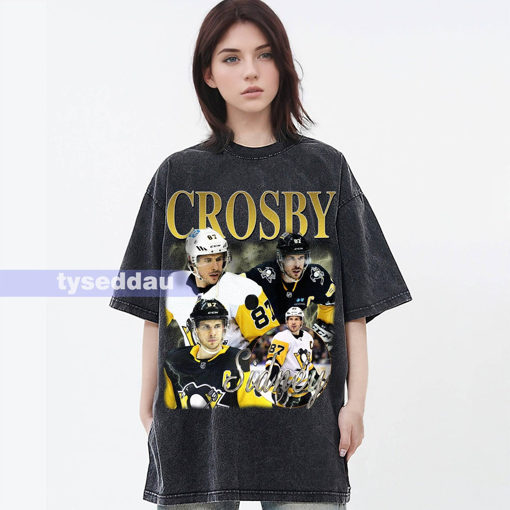 Sidney Crosby Vintage Washed Tee - Ice Hockey Graphic