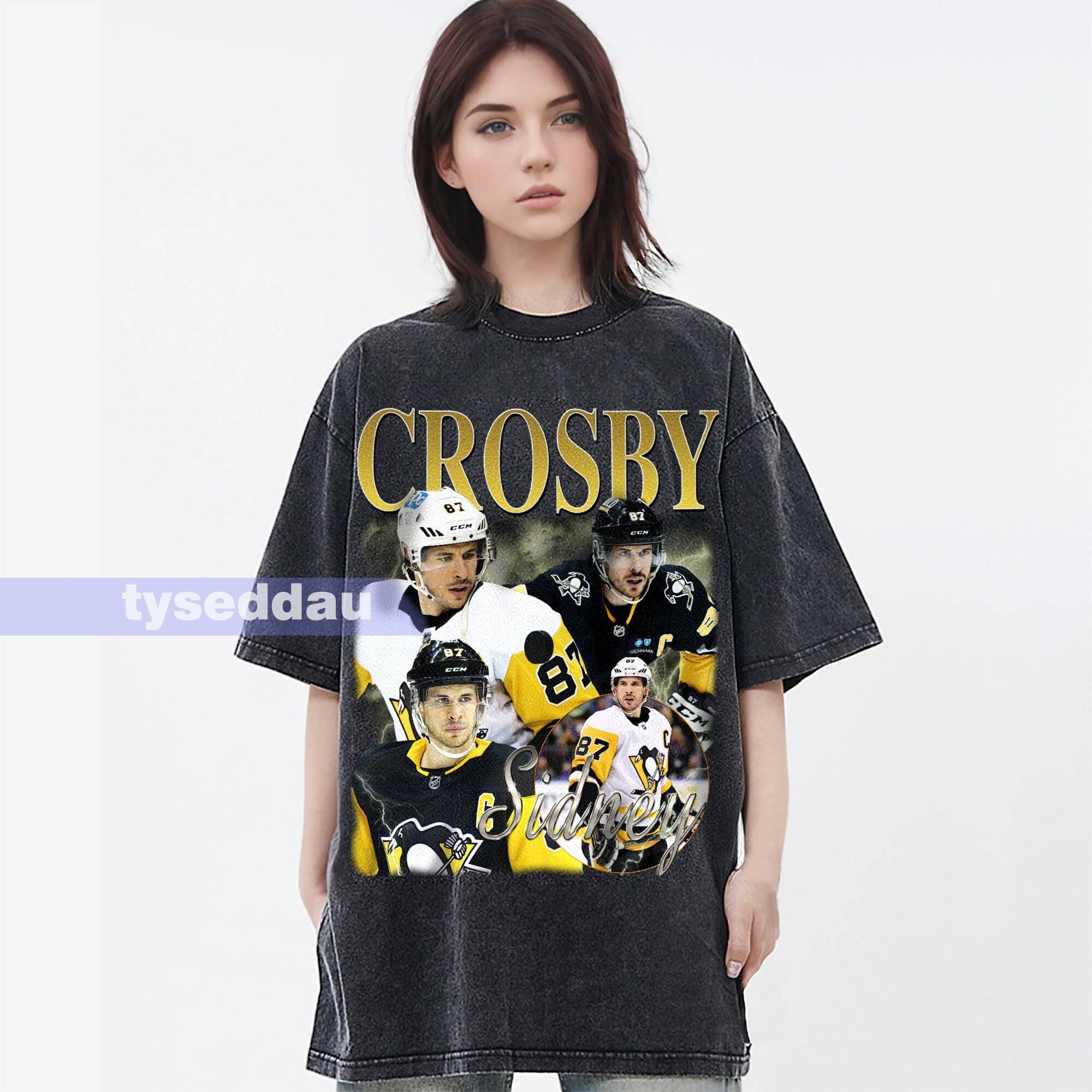Sidney Crosby Vintage Washed Tee - Ice Hockey Graphic