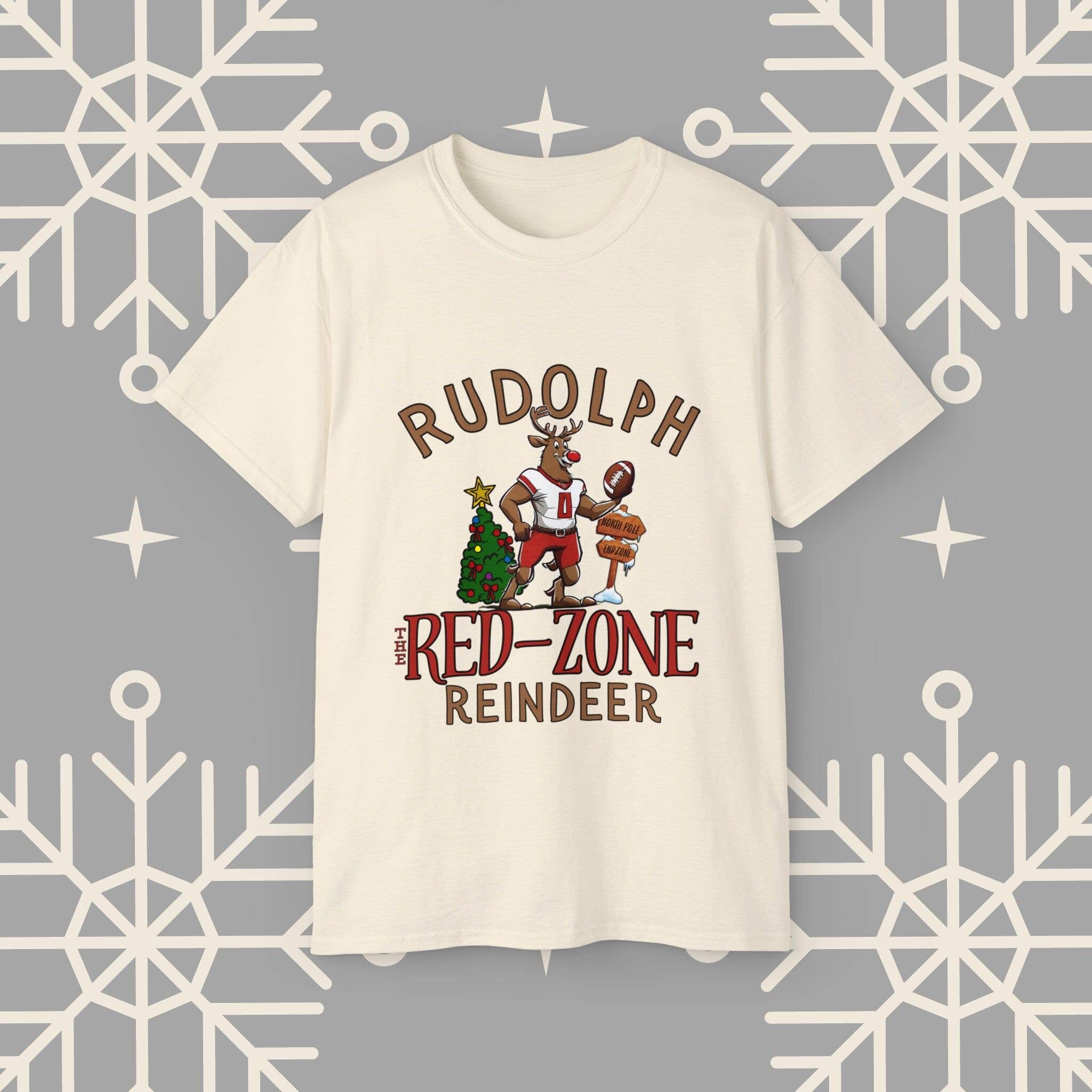 Rudolph Football Christmas Tee, Holiday Xmas Gifts