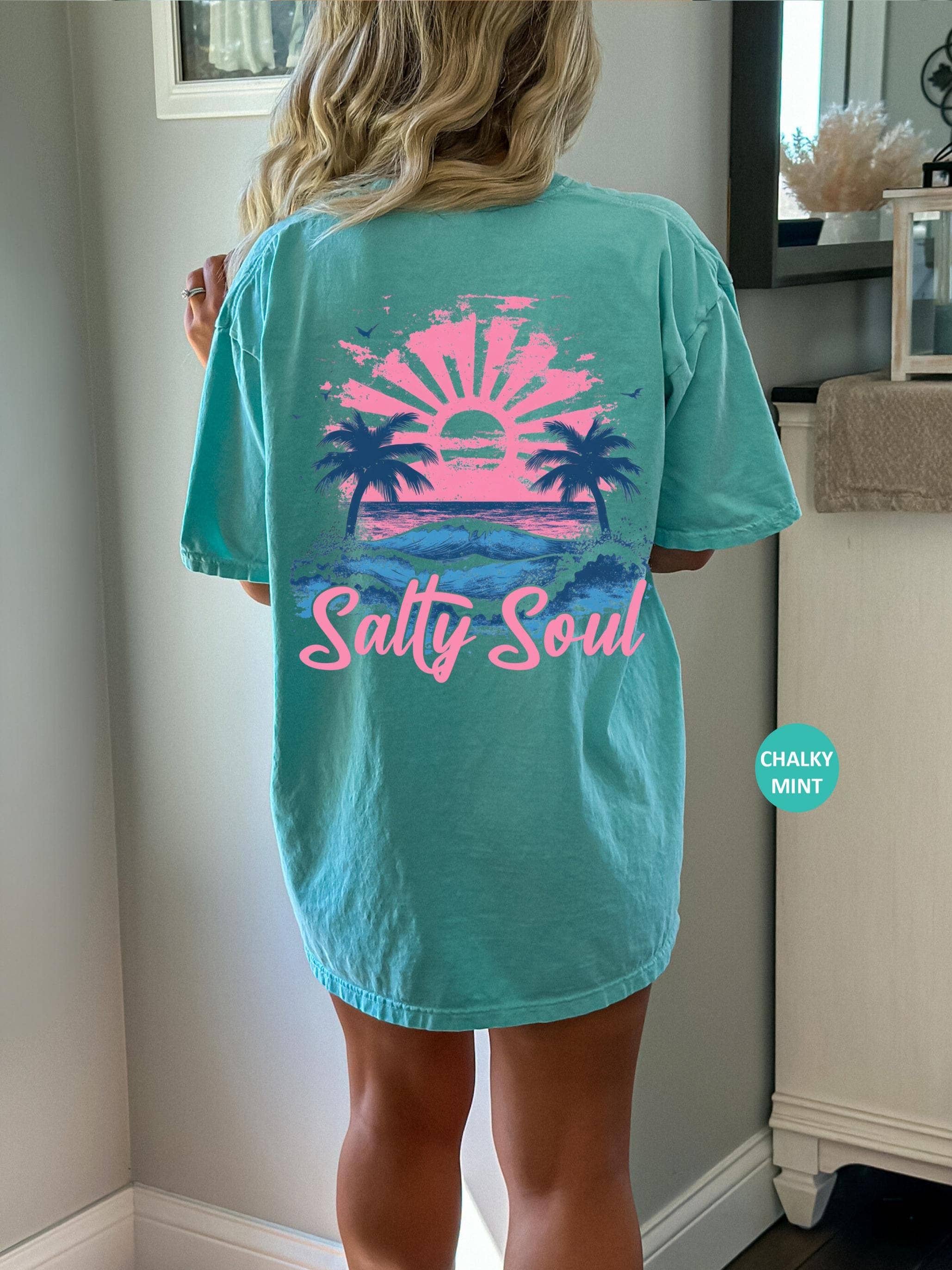 Salty Soul Retro Beach Graphic Summer Tee Shirt