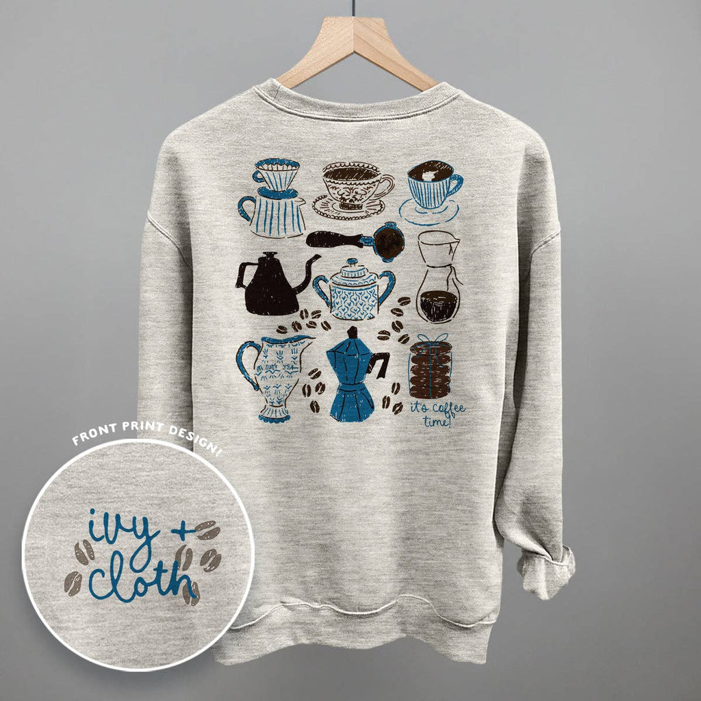 Blue & Brown Coffee Doodles (Back Print)