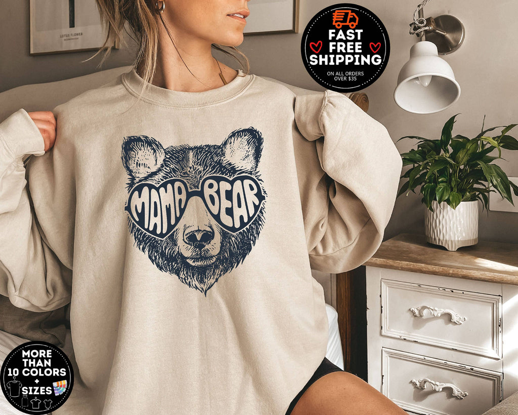 Mama Bear Crewneck Sweatshirt - Cute Mom Life Gift For Moms
