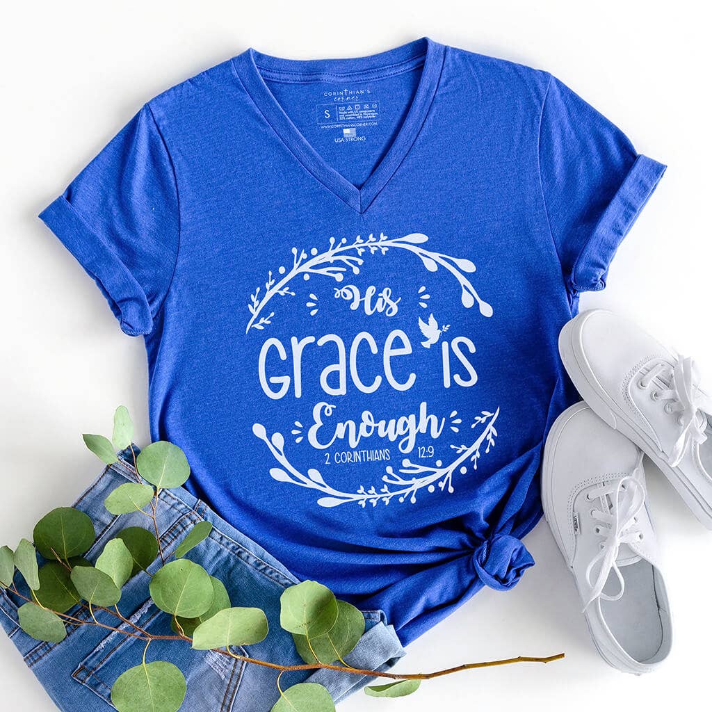 His Grace Is Enough Biblical V-Neck