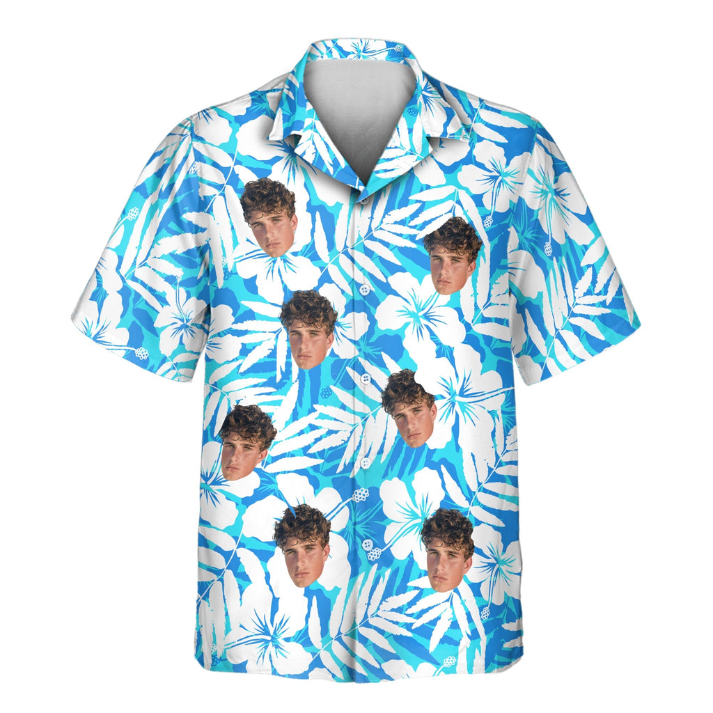 Blue Hibiscus Breeze | Aloha Custom Hawaiian Shirts with Faces or Logos