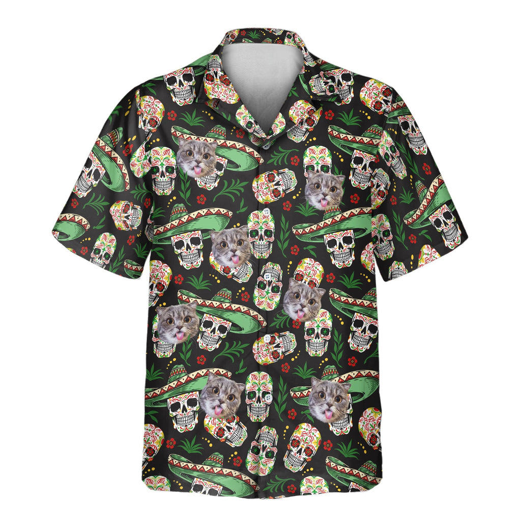 Fiesta Skull Vibes | Aloha Custom Hawaiian Shirts with Faces or Logos