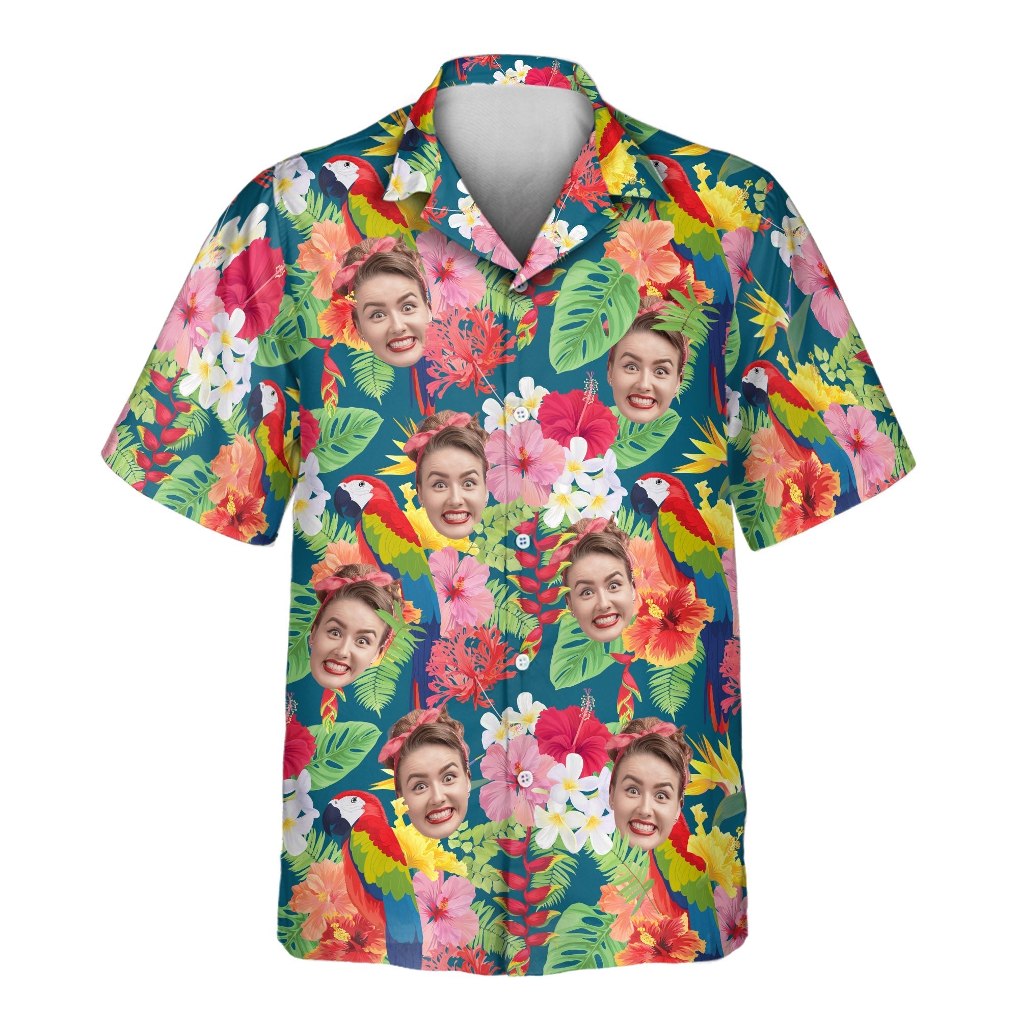 Macaw Jungle Vibes | Aloha Custom Hawaiian Shirts with Faces or Logos
