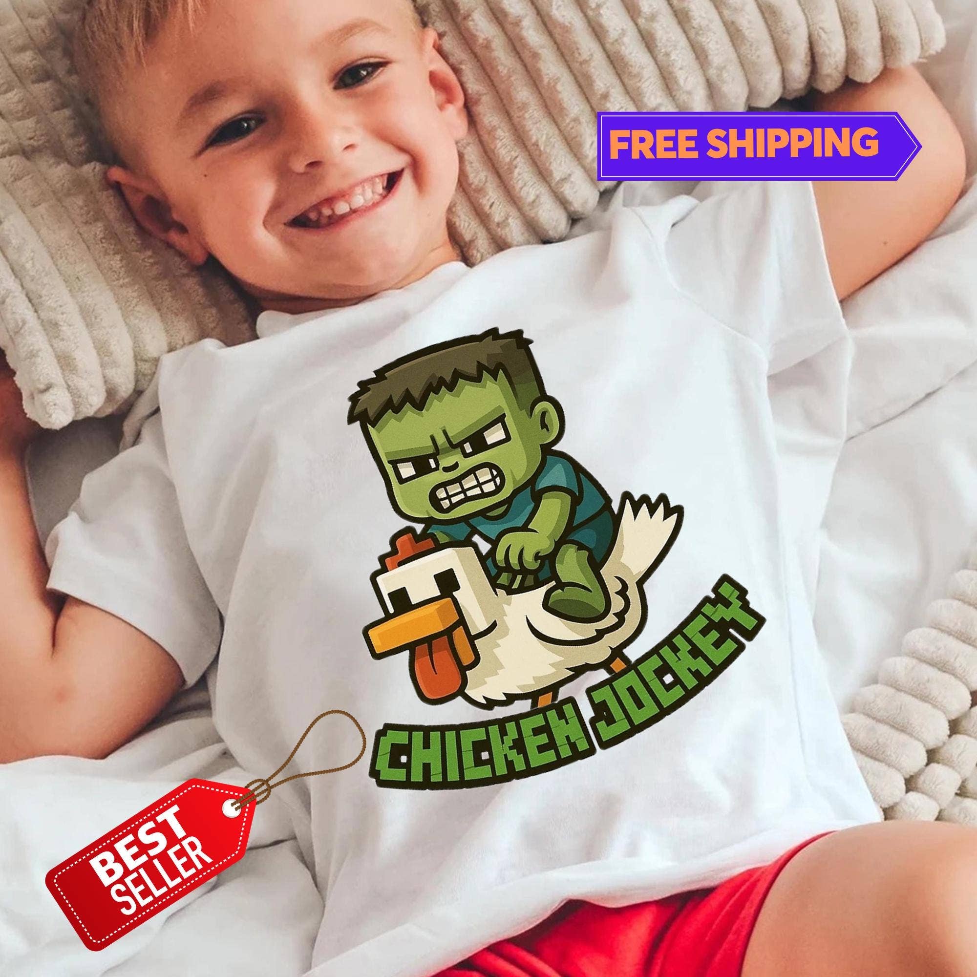 Chicken Jockey Gamer Tee, Funny Cartoon Toddler Shirt