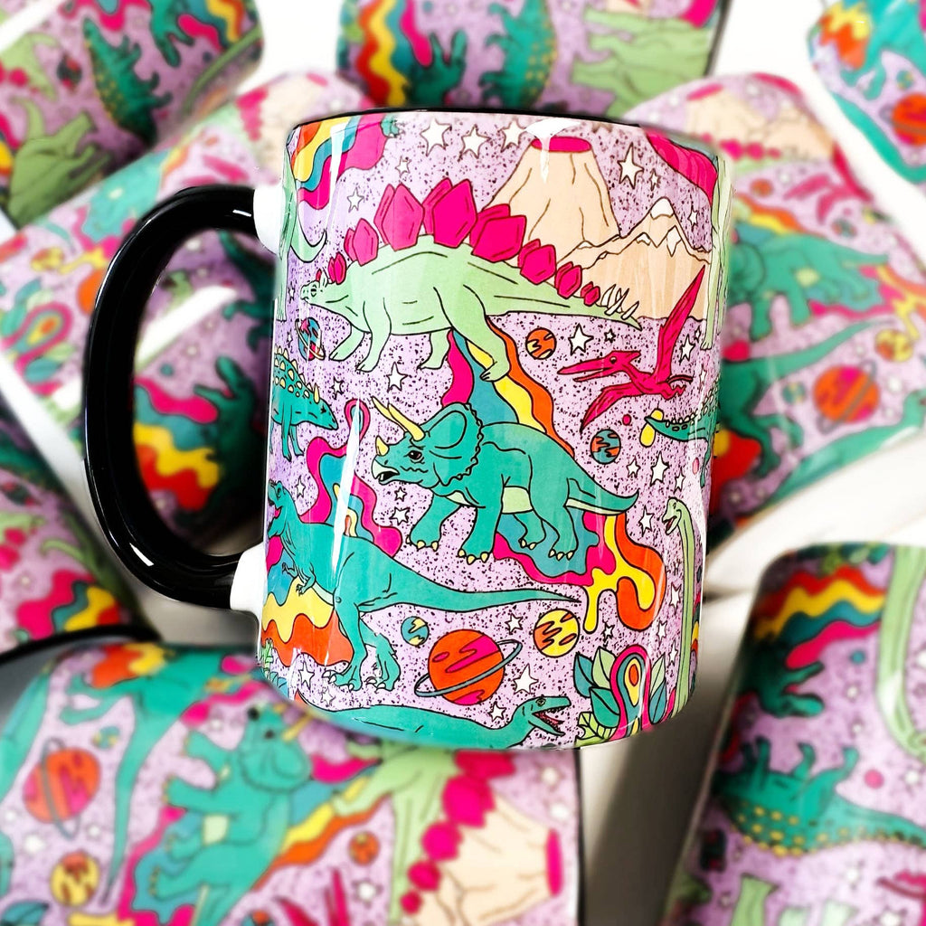 Dinosaurs Ceramic Coffee Mug, Cute Mugs, Kitschy