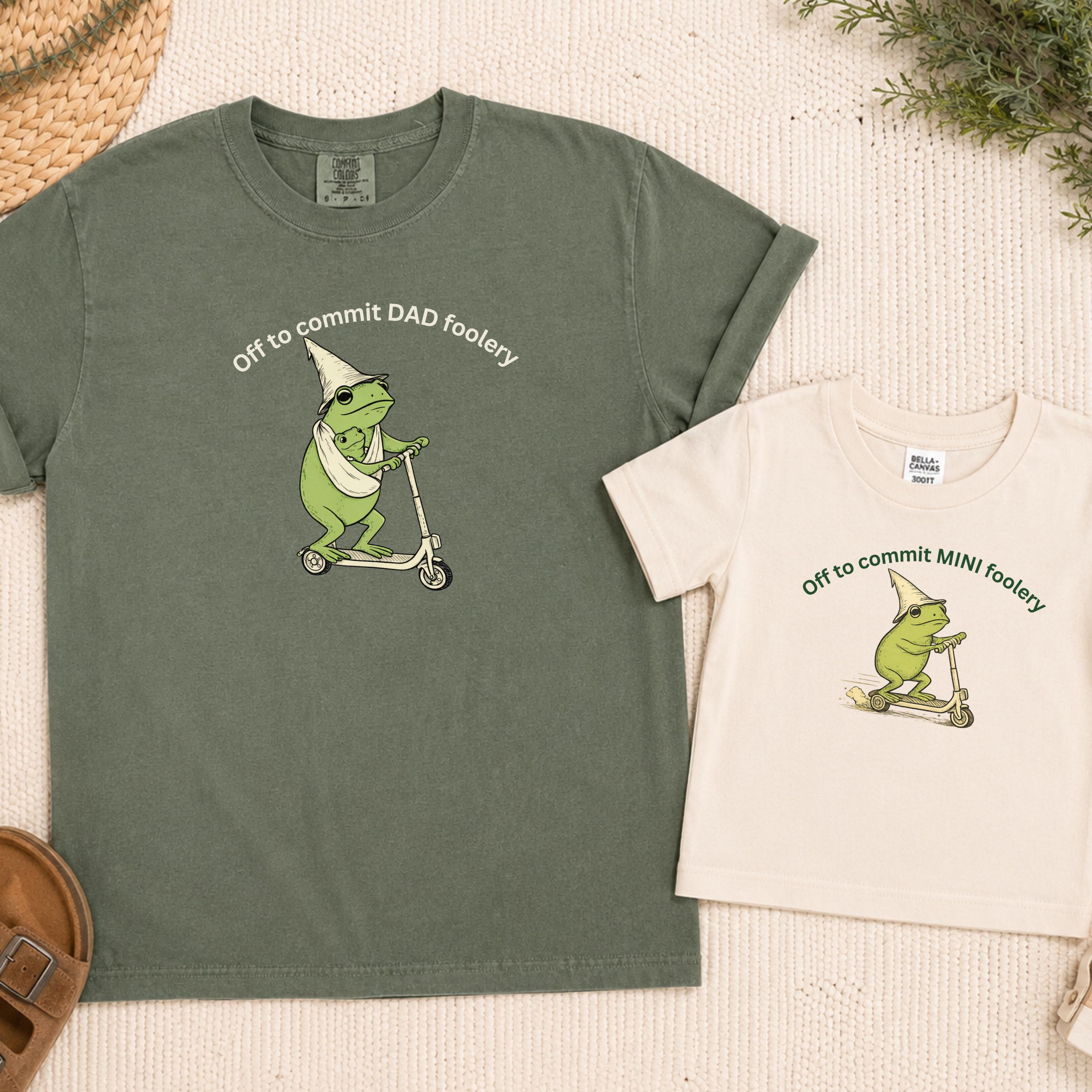 Dad Frog Comfort Colors Off Commit Dad Foolery Frog Scooter First Time Dad Dada Pregnancy Reveal Tee (3)