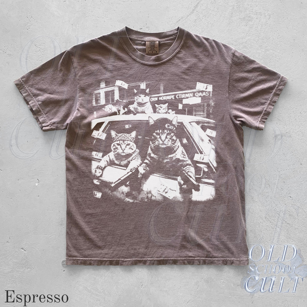 Gangster Cats Vintage Black Cat Tee Retro Streetwear Cat Oversized Cat Lover (3)