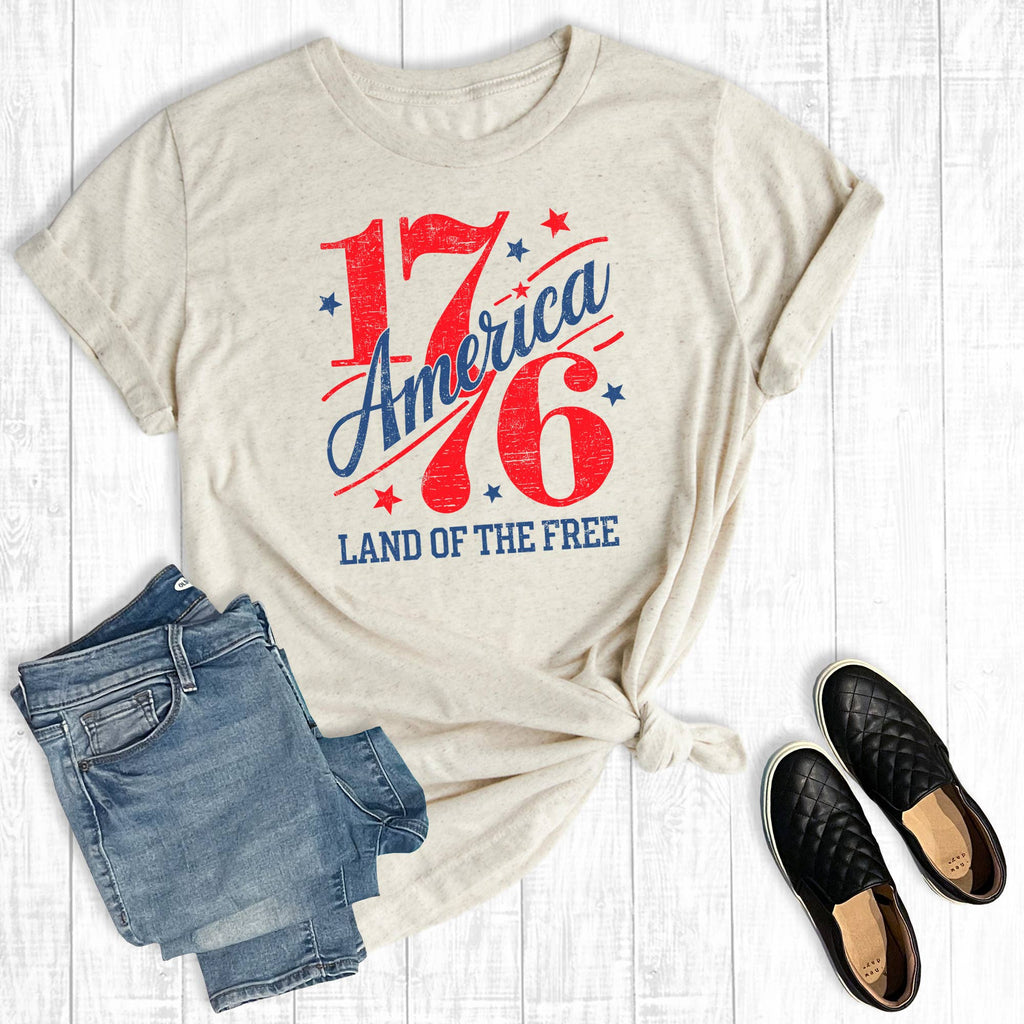 Retro 4th of July 1776 Land of the Free Graphic Tee