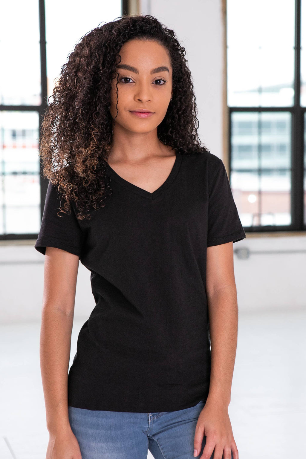 Ladies Premium Cotton V-Neck Tee