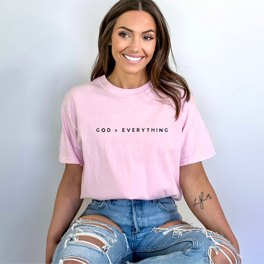 God > Everything Graphic Tee - Summer Faith Christian Tee