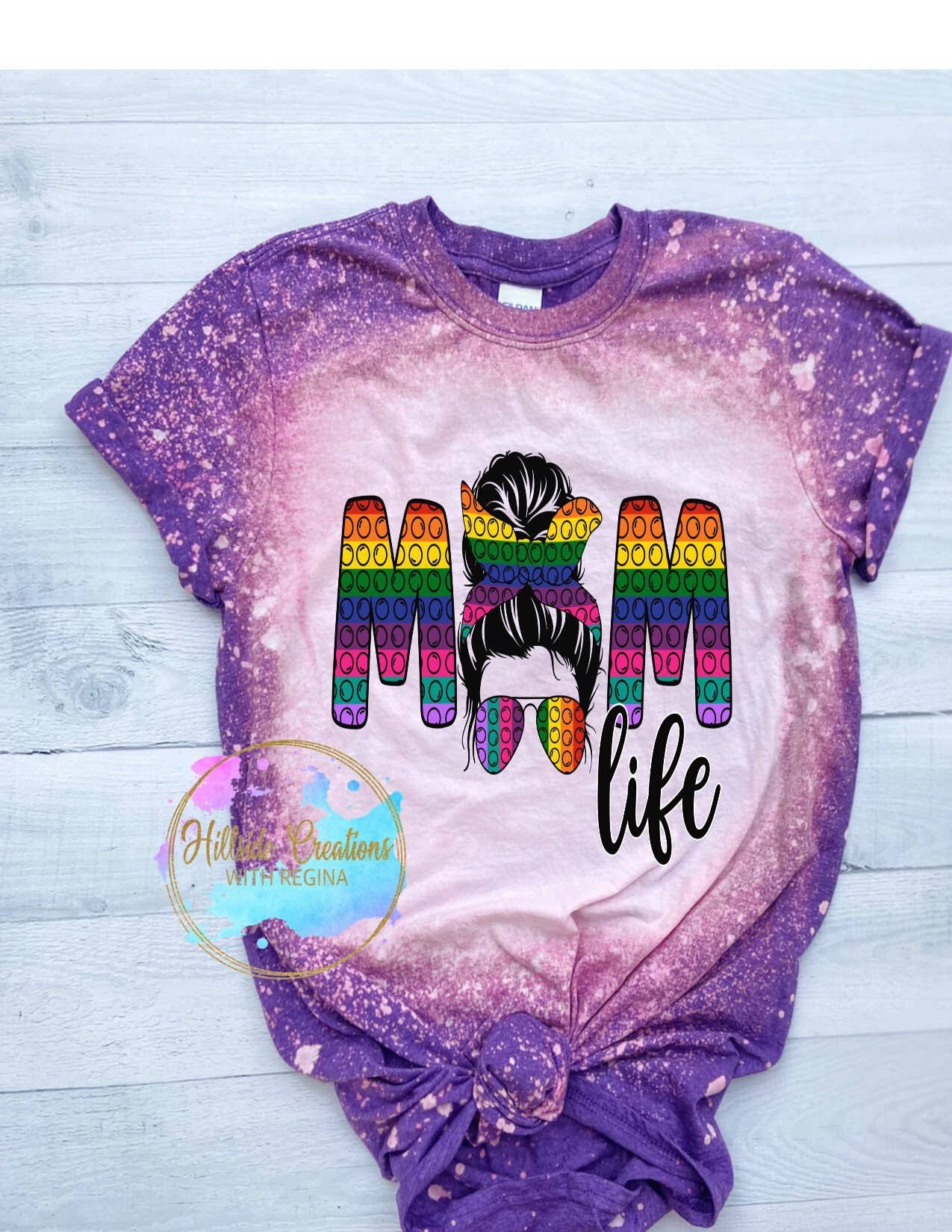 Pop It Mom Life - Fun Bleached Tee For Moms