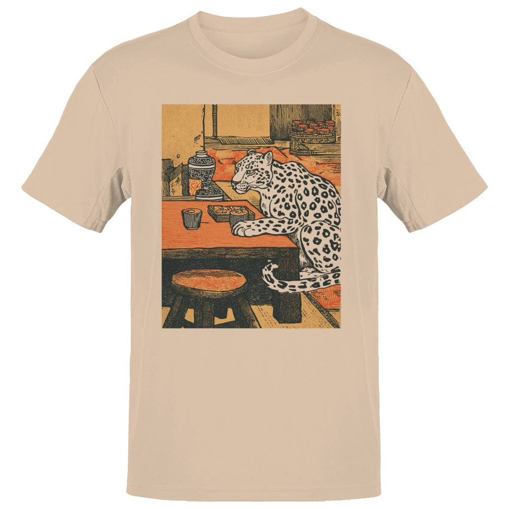 Leopard in Japanese Tea Room Men's T-Shirt